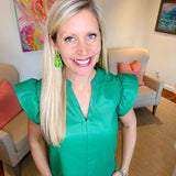 Green Multi Confetti Dangle Earrings
