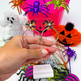 Orange/Black Sequin Sunburst Hoops
