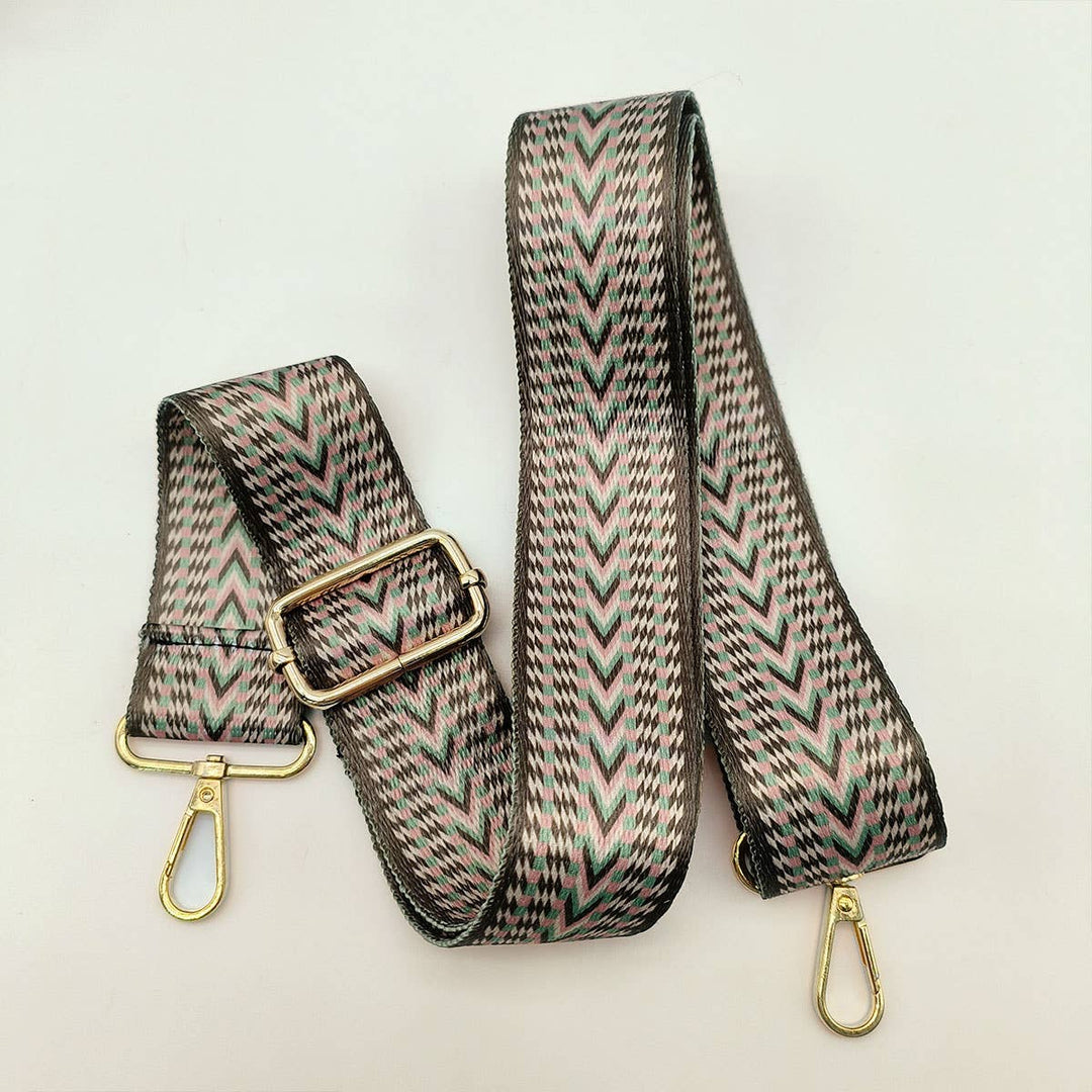 Patterned strap with gold hardware 