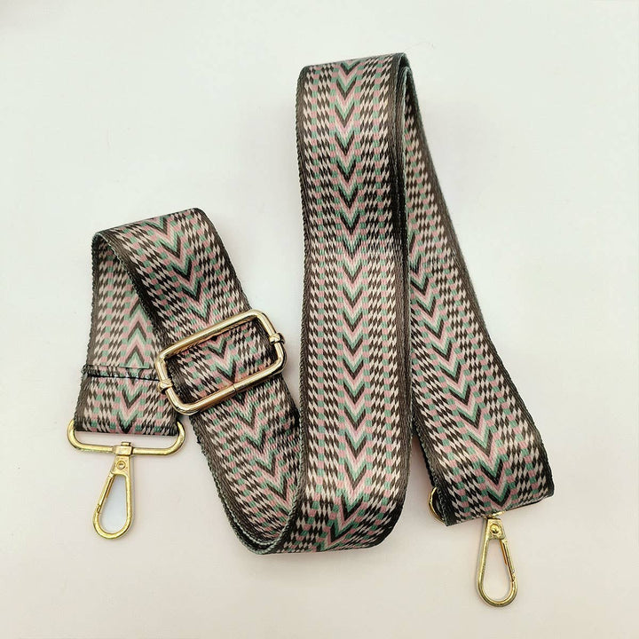 Patterned strap with gold hardware 