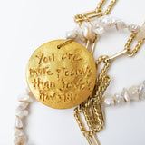 Paperclip Chain & Pearls with Cross Necklace