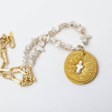 Paperclip Chain & Pearls with Cross Necklace