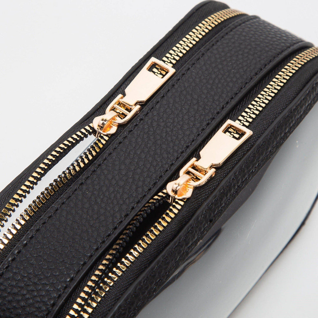Gray Double Zipper Oval Clear Bag
