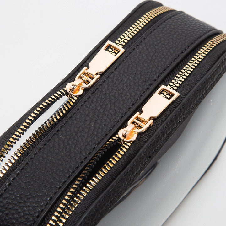 Gray Double Zipper Oval Clear Bag