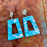 Turquoise Silver Flake Acrylic Earrings