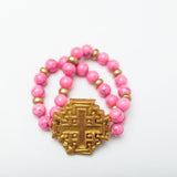 Bright Pink with Jerusalem Cross