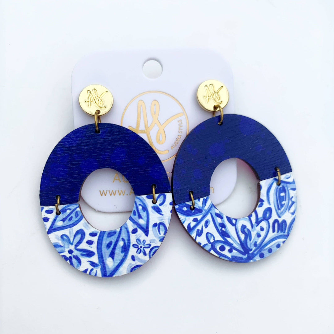 Navy and White Bloom Drops