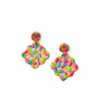 Pink, Turquoise & Green Confetti Dangle Earrings