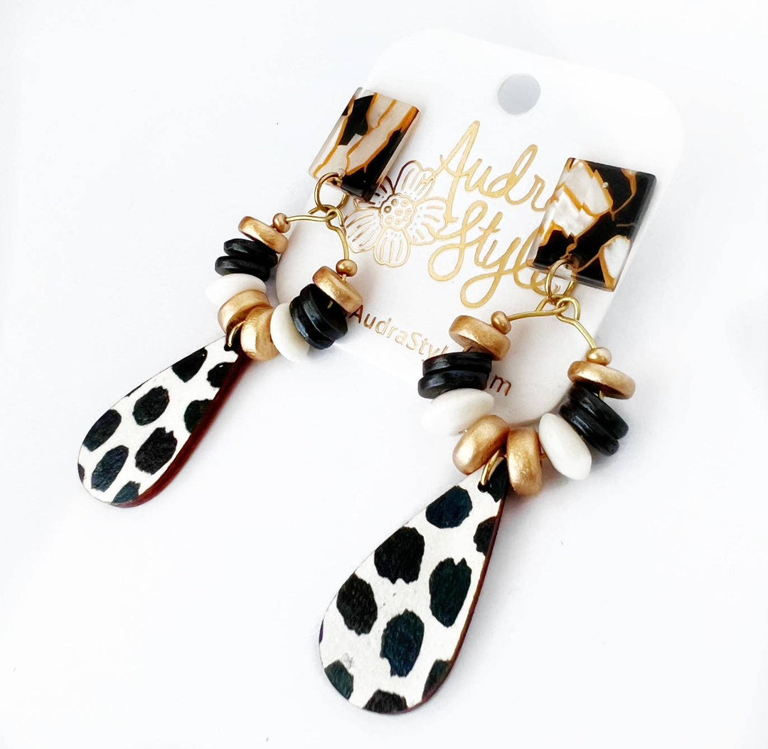 Black Dot Dangle Earrings