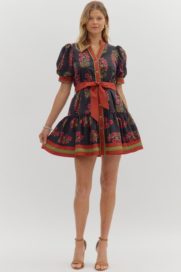 Black & Red Floral Dress