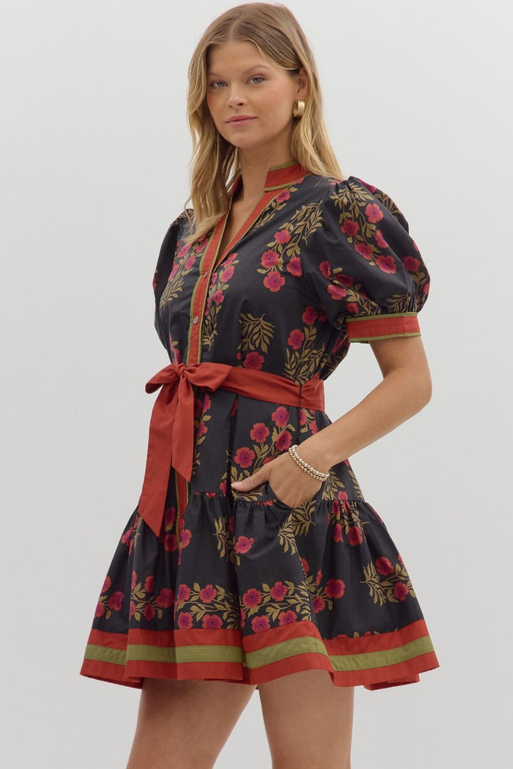 Black & Red Floral Dress