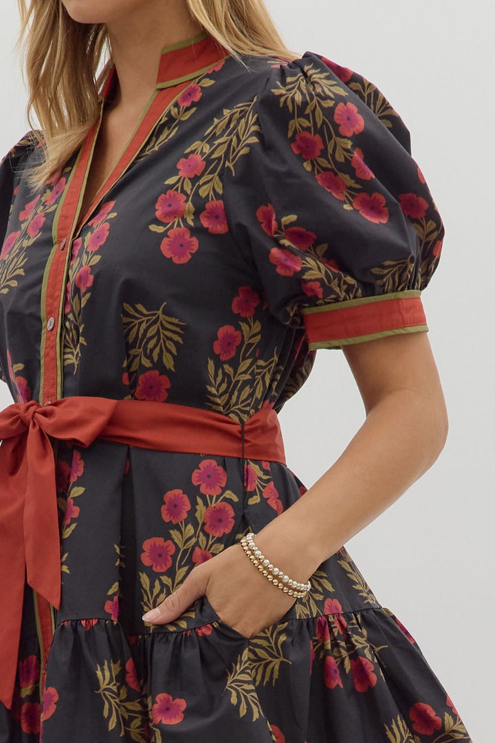 Black & Red Floral Dress