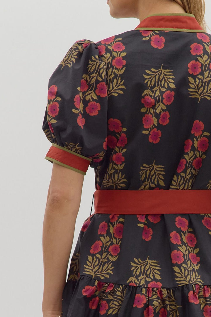Black & Red Floral Dress