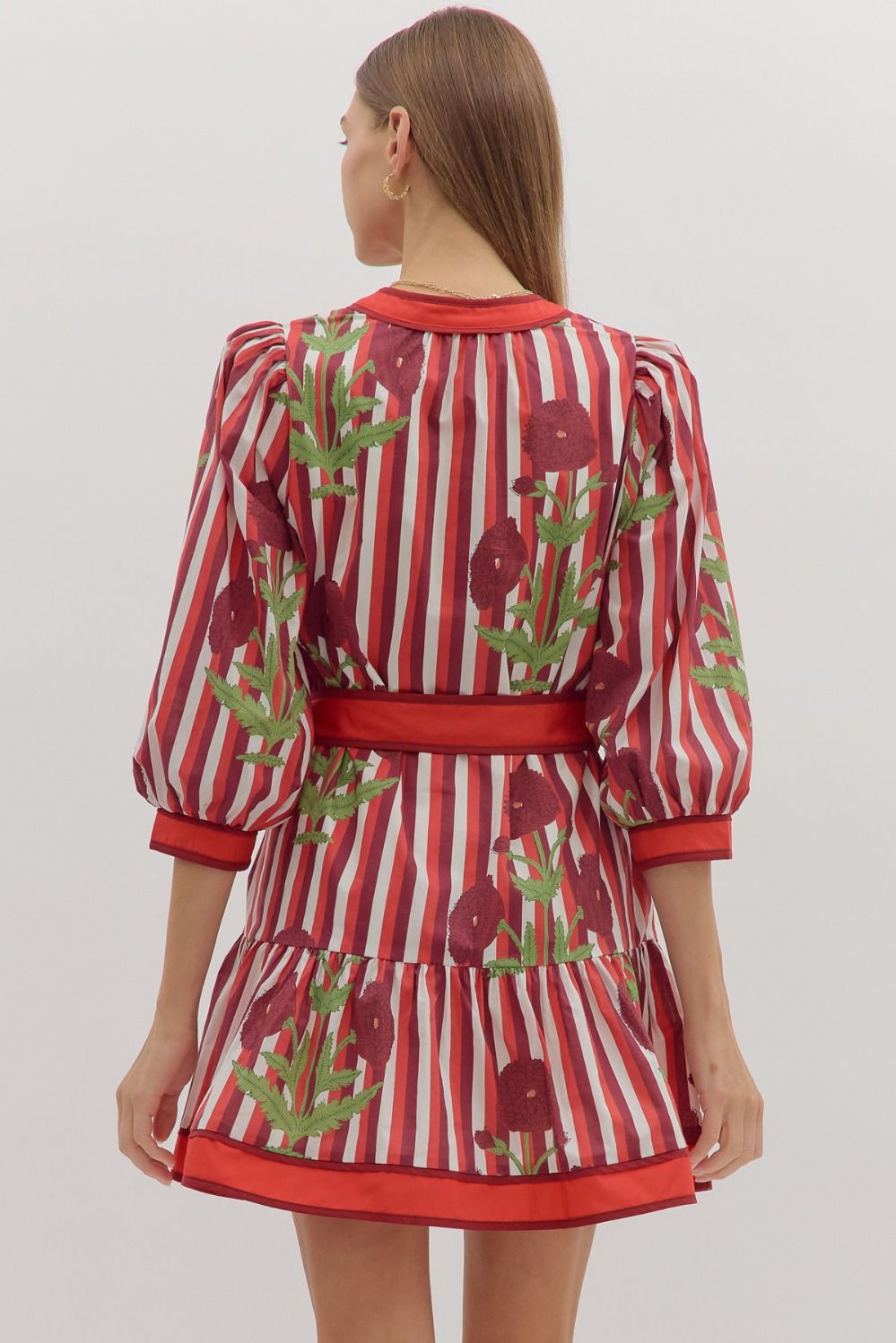 Garnet Floral Stripe Dress