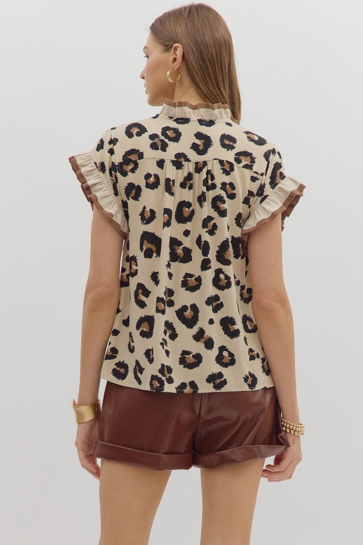 Leopard Button Front Top