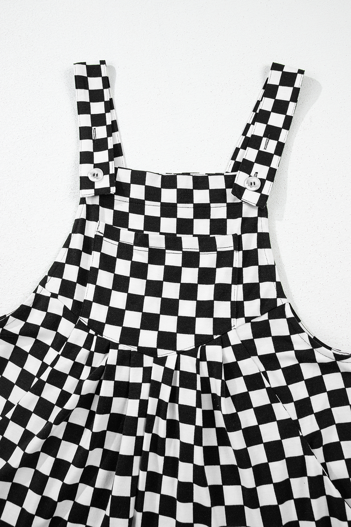 Black Checkered Boho Overalls