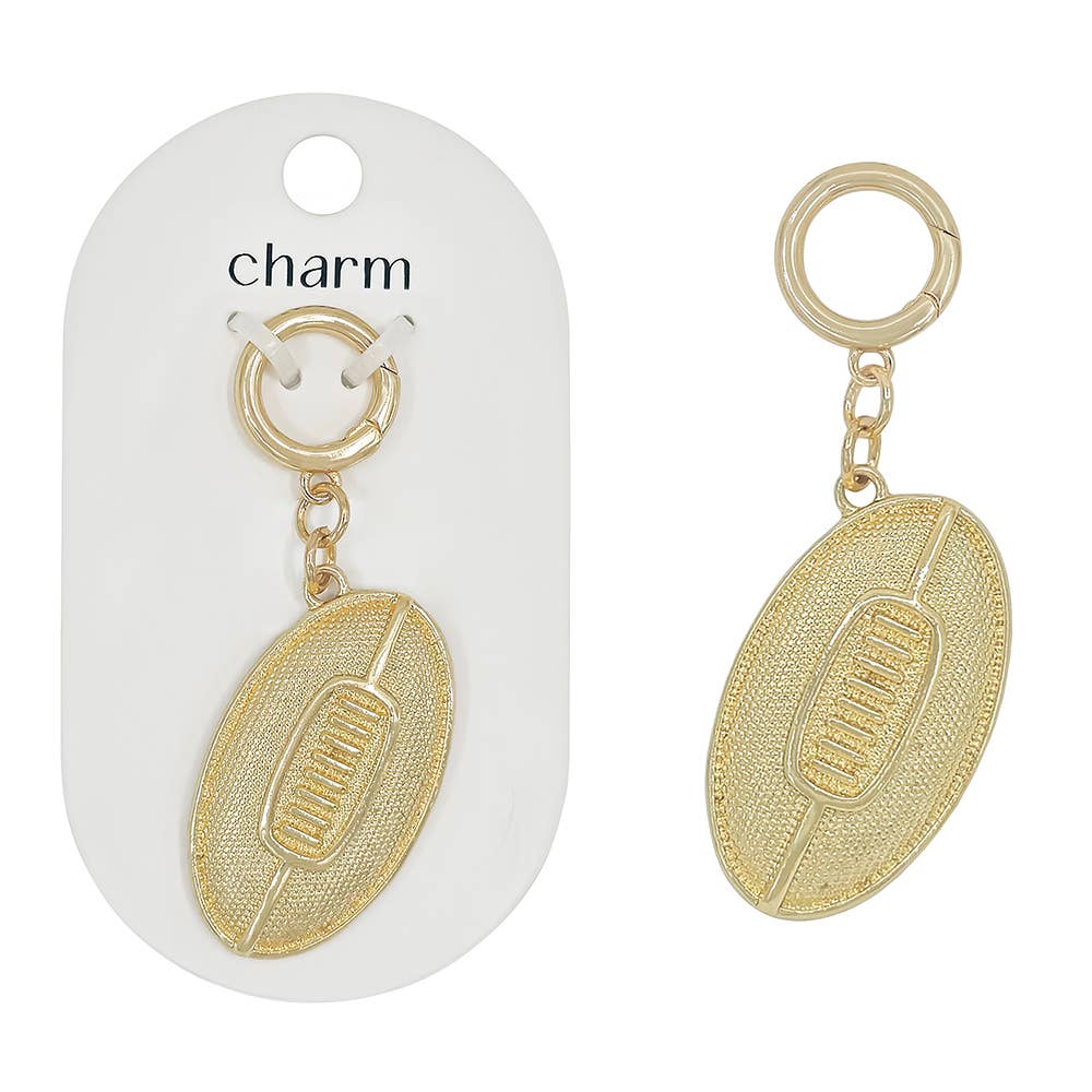 Gold-tone metal football cutout charm for scarf necklace.