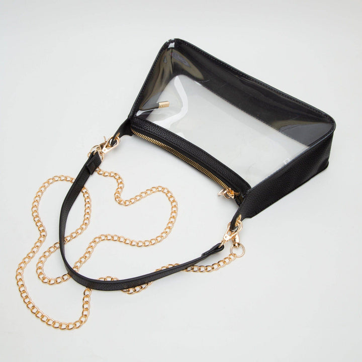 Black Clear Satchel Bag With Chain Strap