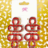 Red Plaid Acrylic Janey Dangle Earring