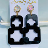 Black Geometric Acrylic Earrings 