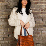 Brown Olivia Crocodile Contrast Hobo Bag