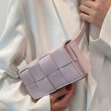 Lilac Leather Woven Crossbody Waist Bag