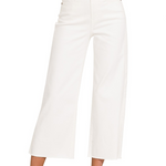 White high-rise cropped wide-leg denim pants with clean finish and relaxed fit.