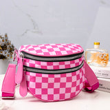 Hot Pink Checkered Double Zip Bum Bag
