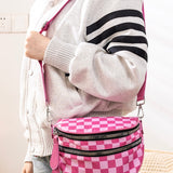 Hot Pink Checkered Double Zip Bum Bag