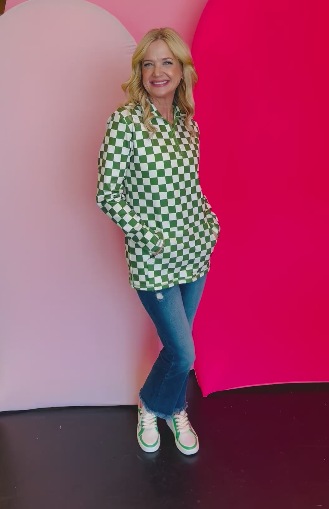 Green & White Checkered Pep Rally Pullover