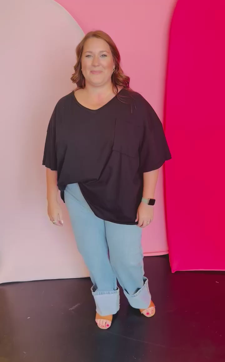 Black Oversized Boyfriend Top