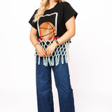 Queen Of Sparkles Black Basketball Net Tee