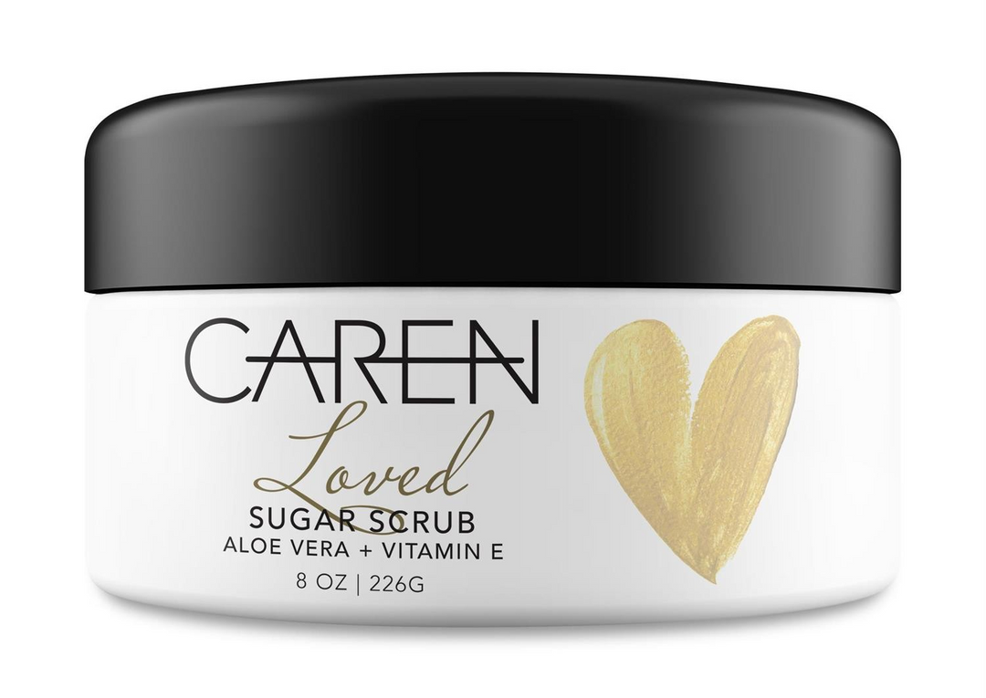 A jar of "Loved" sugar scrub.