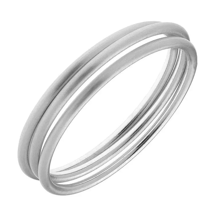 Isla Satin Silver Bangles