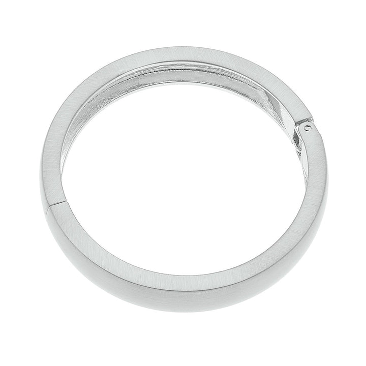Clara Hinge Satin Silver Bangle