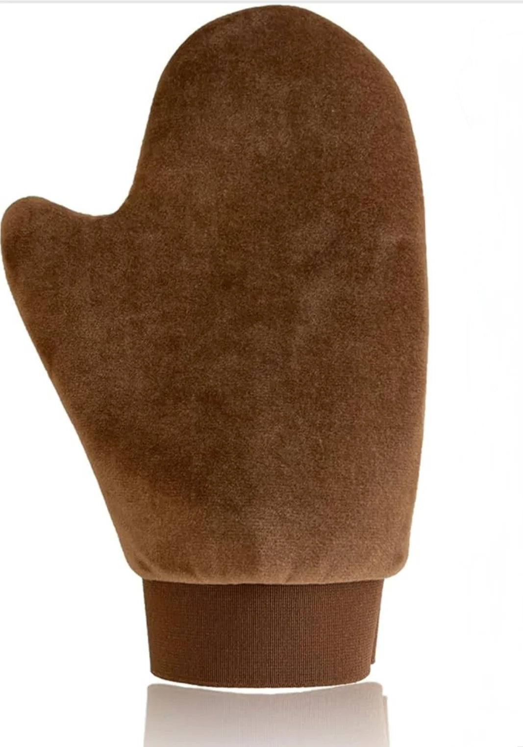 Luxury self-tanning mitt with elastic cuff, double-sided microfiber, and waterproof barrier for streak-free tan