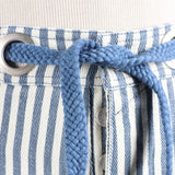 Navy Striped Twill Barrel Pants