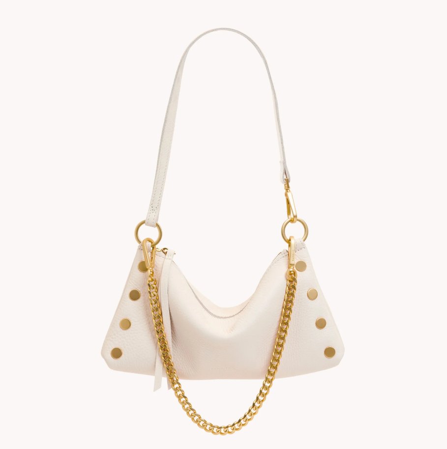 Hammitt - A 20-inch, jewelry-grade brushed gold metal chain strap with clasps, designed as a handbag accessory.