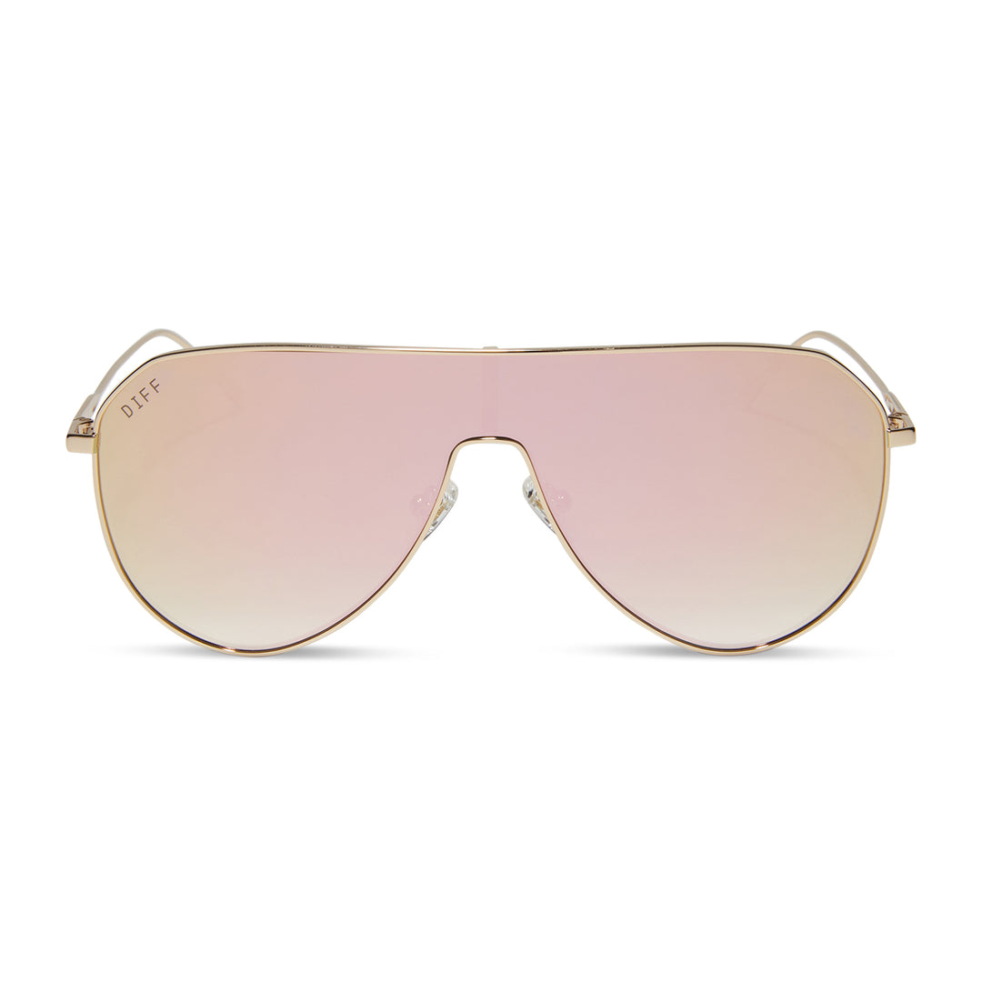 DIFF Dash Shield Gold + Taupe Flash Sunglasses