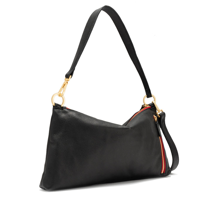 Hammitt Kyle Medium Black With Red Zipper Handbag