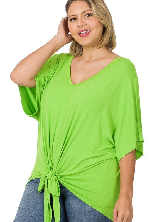 Green Front Tie Top