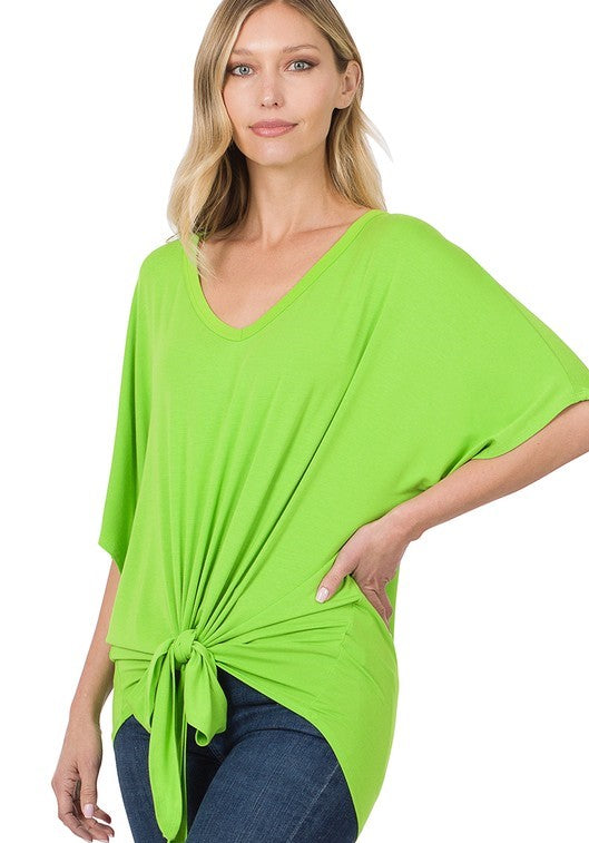 Green Front Tie Top