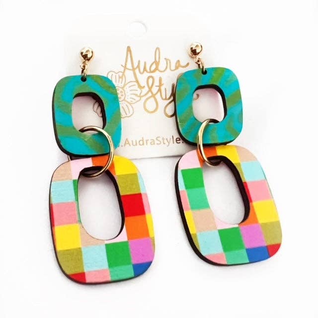Colorful Bold Turquoise Earrings made by Audra Style