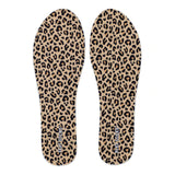Leopard print FLAT SOCKS with soft micro-pile fabric, non-slip backing, and moisture-wicking comfort.