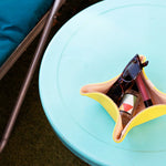 Jon Hart Catch-All tray in coated canvas with leather interior and corner snaps.