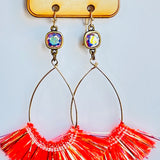 Orange Tinsel Earrings