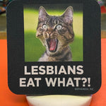 Funny novelty coaster with humorous phrase and absorbent neoprene material
