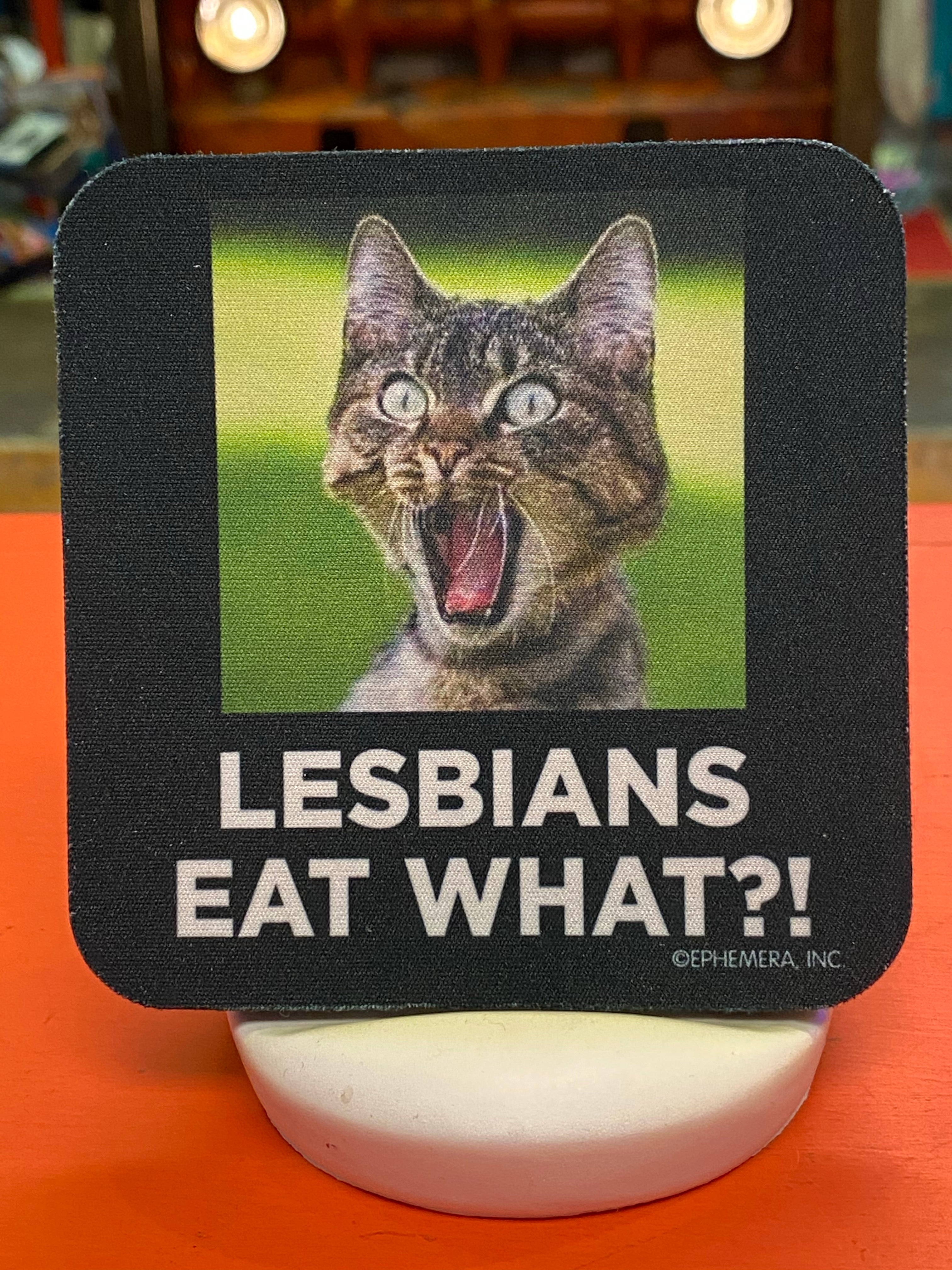Funny novelty coaster with humorous phrase and absorbent neoprene material