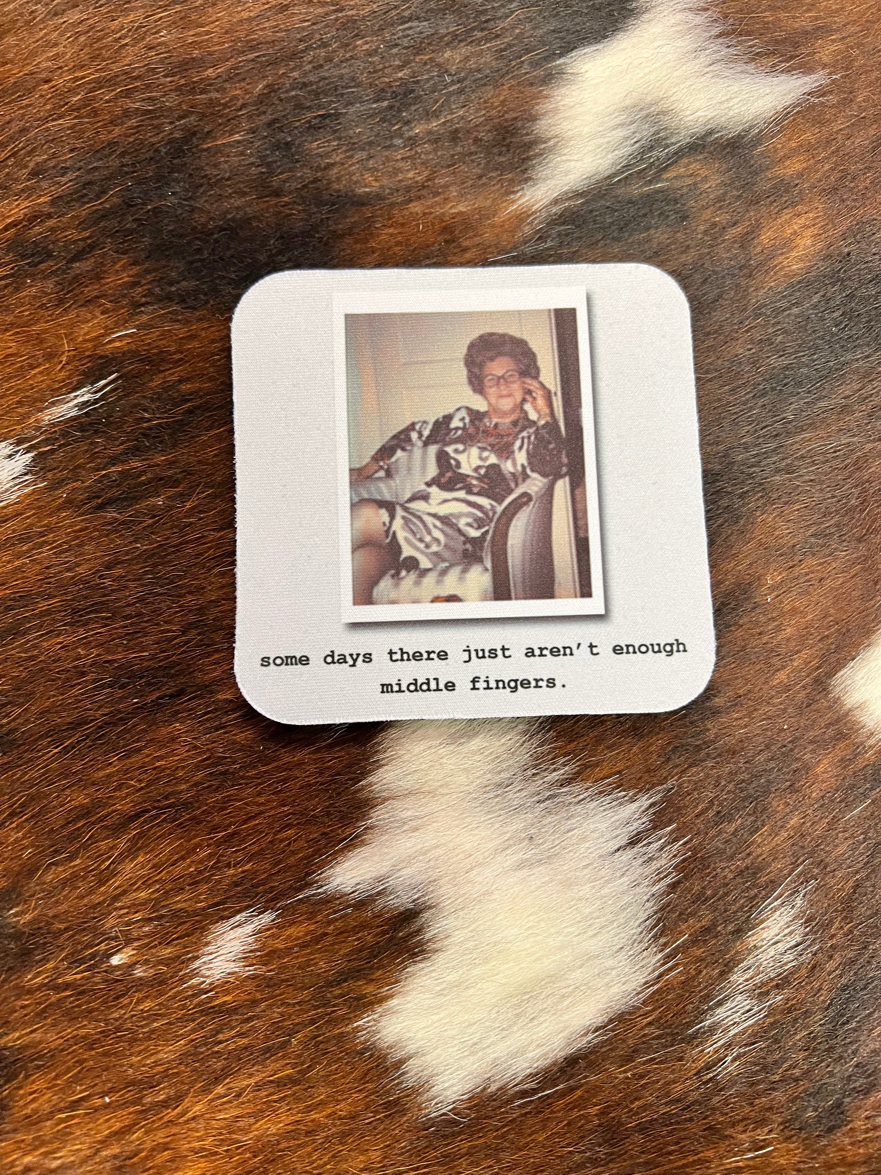 Funny coaster with middle fingers quote and absorbent neoprene material