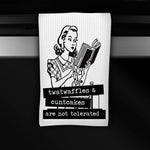 Funny waffle weave microfiber towel with bold sublimated quote and durable, absorbent design.